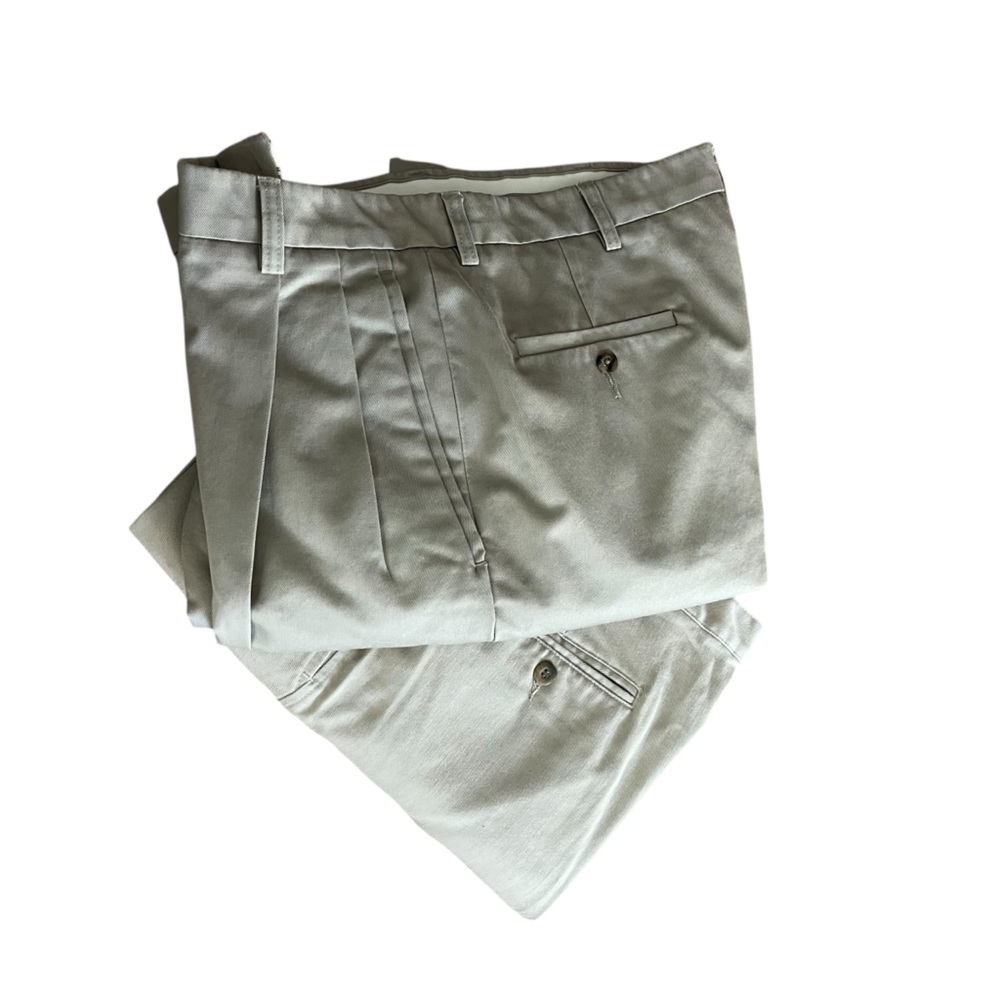 Two pairs of Haggar 36x29 dress pants HEMMED 36x26.5 dress pants business casual